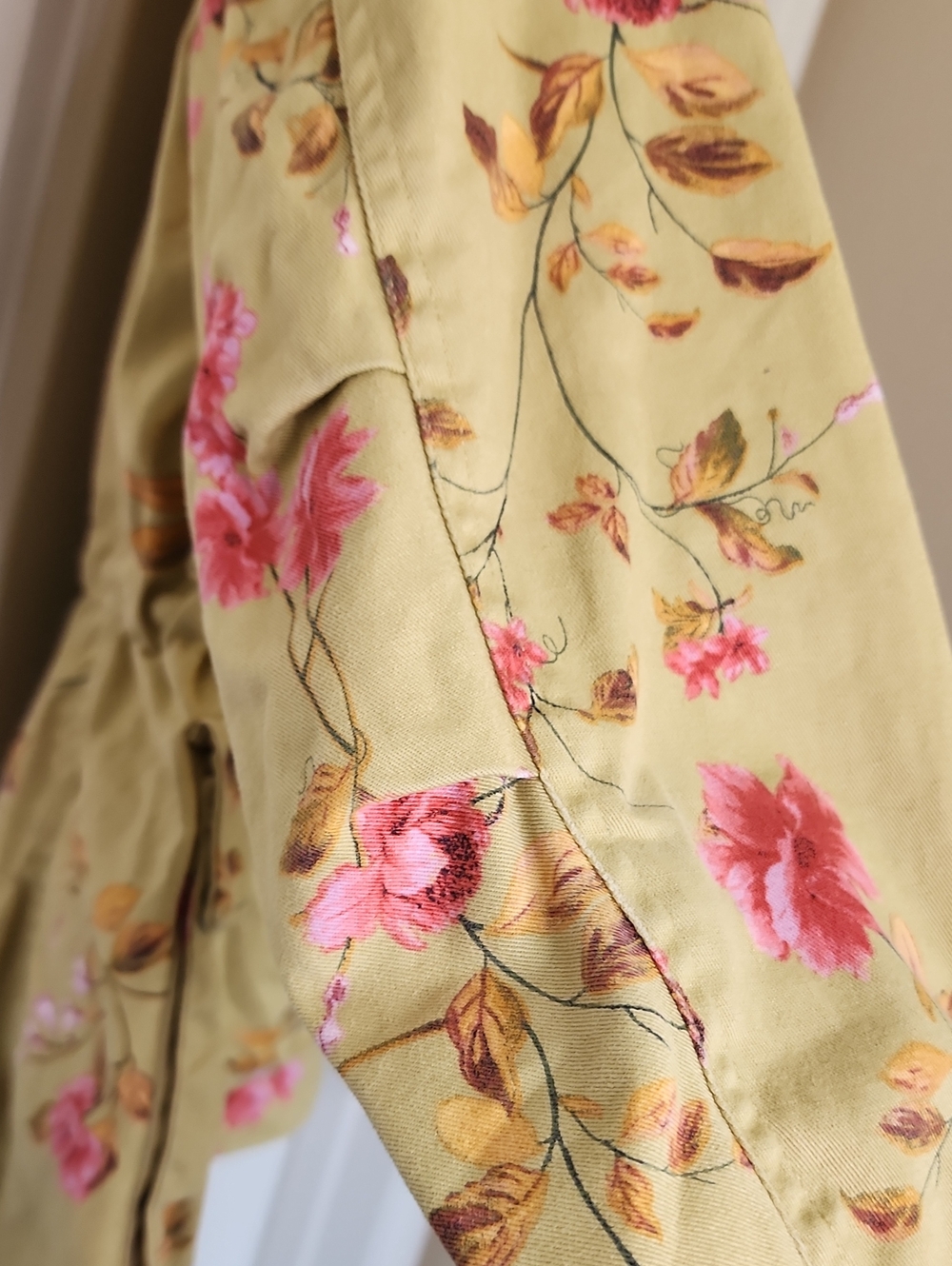 A Loves A Womens Light Olive Green Pink Floral Print Utility Jacket - Picture 6 of 14